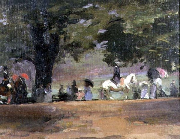 Rotten Row, Hyde Park č. 1 (olej na plátně položeném na palubě) od John Lavery