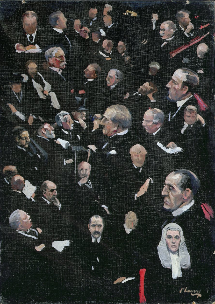 Studia ve Sněmovně lordů, vikomt Morley přesunul adresu, 14. prosince 1921 od John Lavery