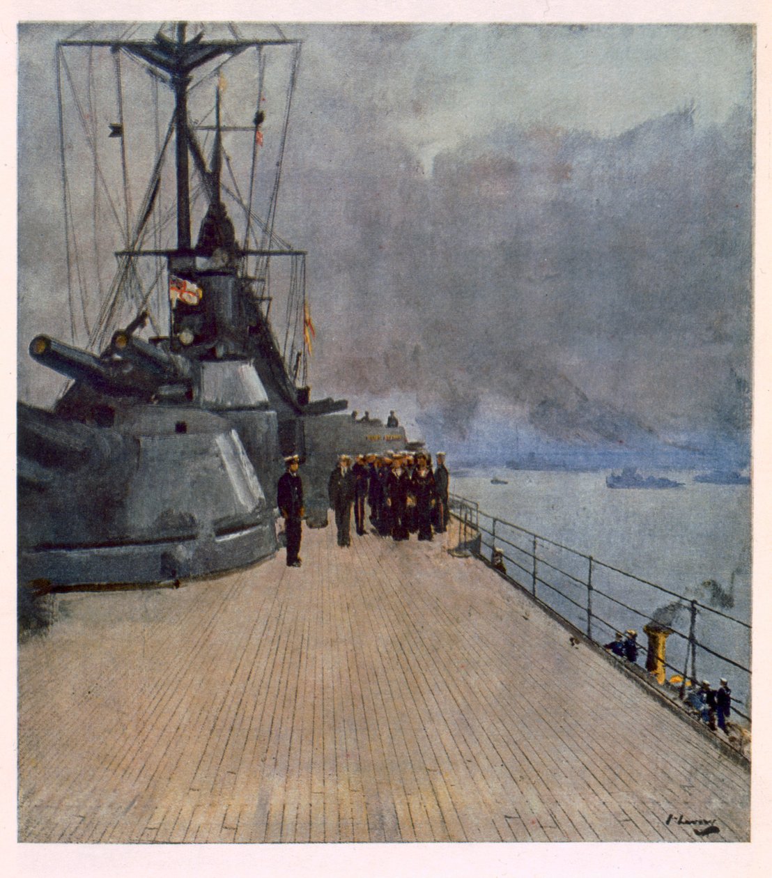 Quarter Deck of HMS Queen Elizabeth, od britských umělců na frontě, pokračování západní fronty, 1918 od John Lavery