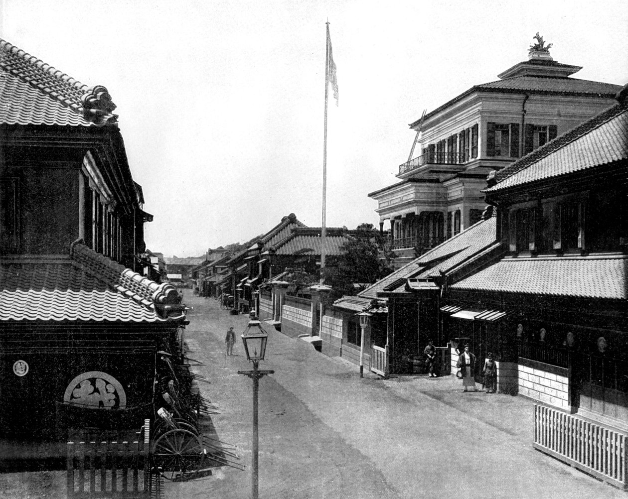 Ulice Tokia v Japonsku fotografie Johna Lawsona Stoddarda (1850 1931) Vzdělávací publikace Traveler and Conferencier pro -Chicago (č/b fotografie) od John Lawson Stoddard
