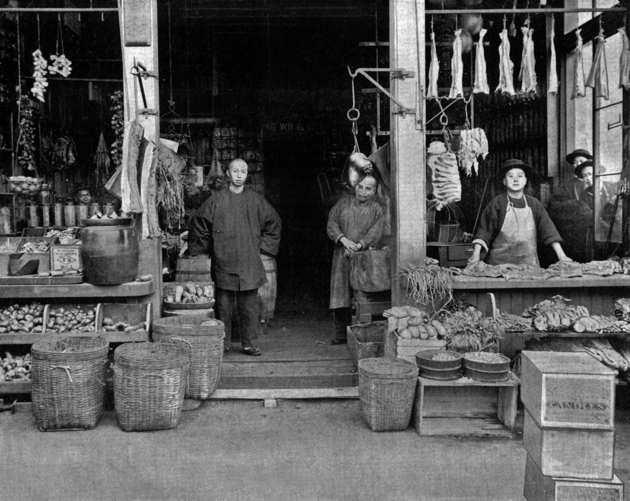 Čínská čtvrť v San Franciscu (černobílá fotografie) od John Lawson Stoddard