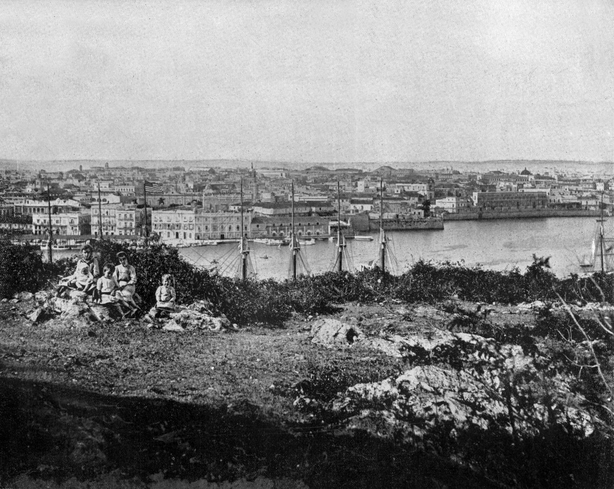Havana na Kubě (černobílá fotografie) od John Lawson Stoddard