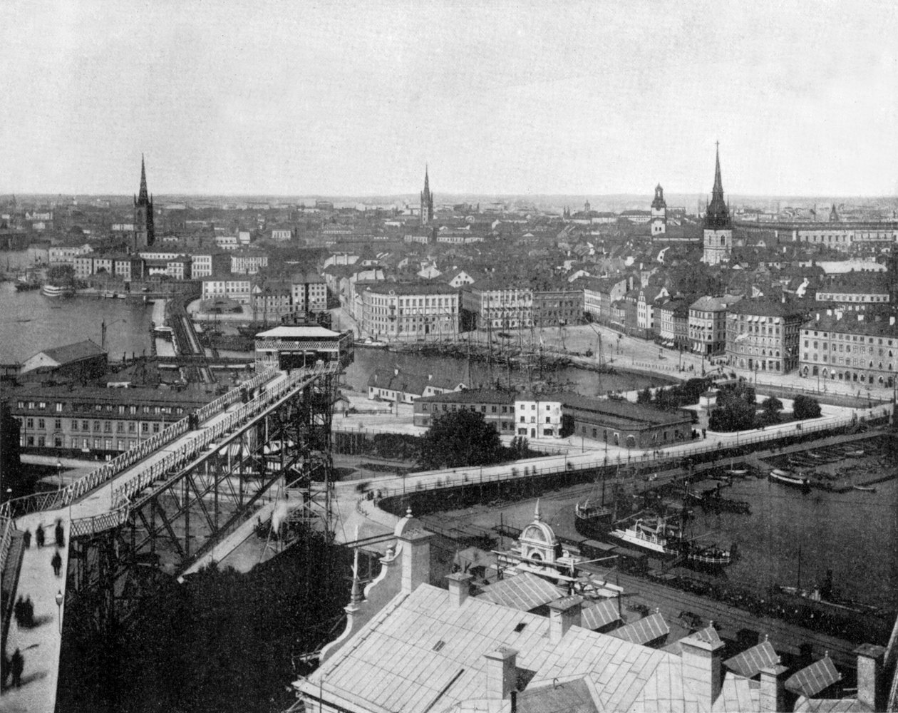 Stockholm, Švédsko c. 1890 (černobílá fotografie) od John Lawson Stoddard