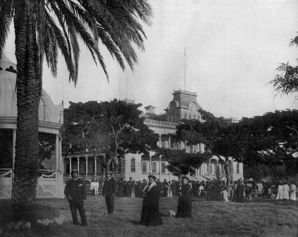 Královský palác v Honolulu na Sandwichových ostrovech foto John Lawson Stoddard (1850 1931) Cestovatel a konference Vzdělávací publikace pro -Chicago (č/b foto) od John Lawson Stoddard
