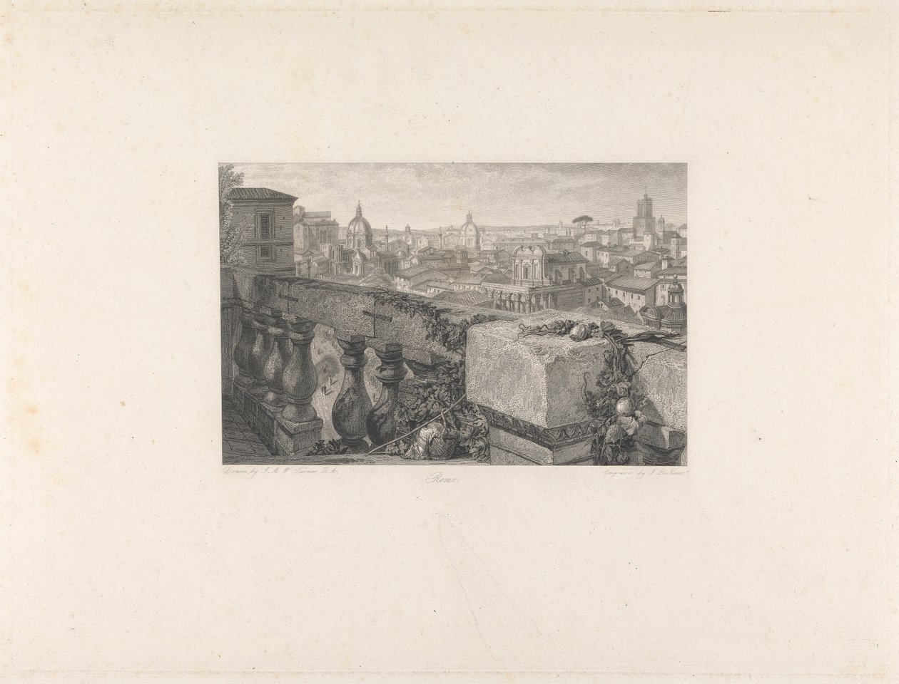 Řím, ze zahrad Farnese od John Le Keux