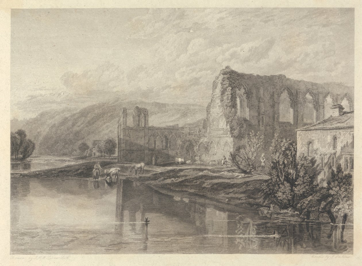Opatství sv. Agathy, Easby od John Le Keux