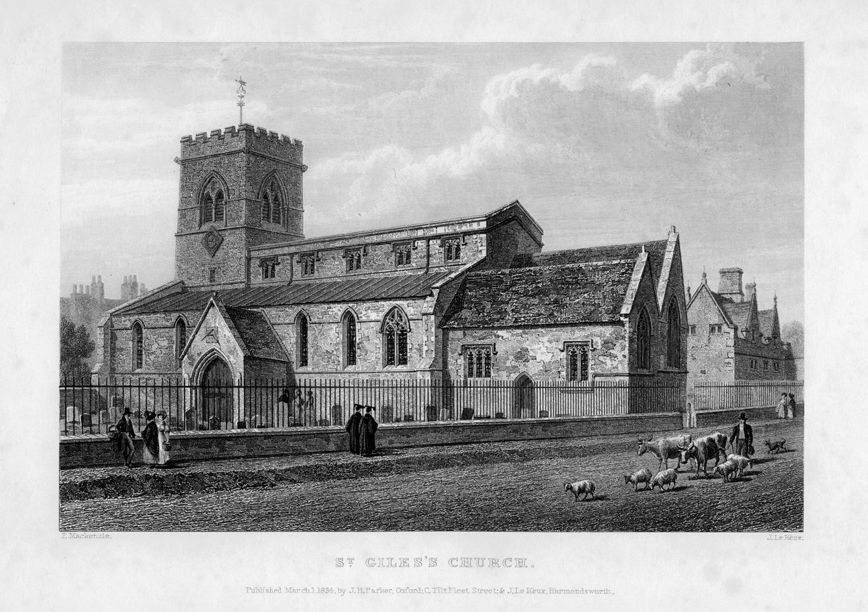 Kostel St Giles, Oxford, 1834. od John Le Keux