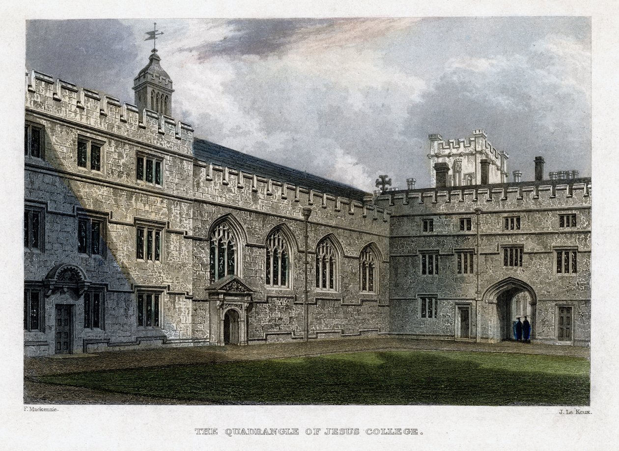 The Quadrangle of Jesus College, Oxford University, c1830s. od John Le Keux