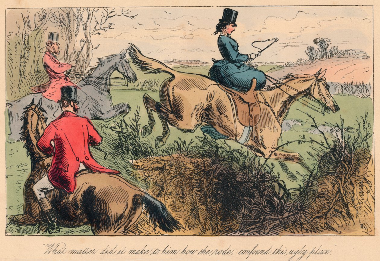 „Co mu záleželo na tom, jak jela, zmátla tohle ošklivé místo“, 1865. Umělci: John Leech, Hablot Knight Browne. od John Leech, Hablot Knight Browne