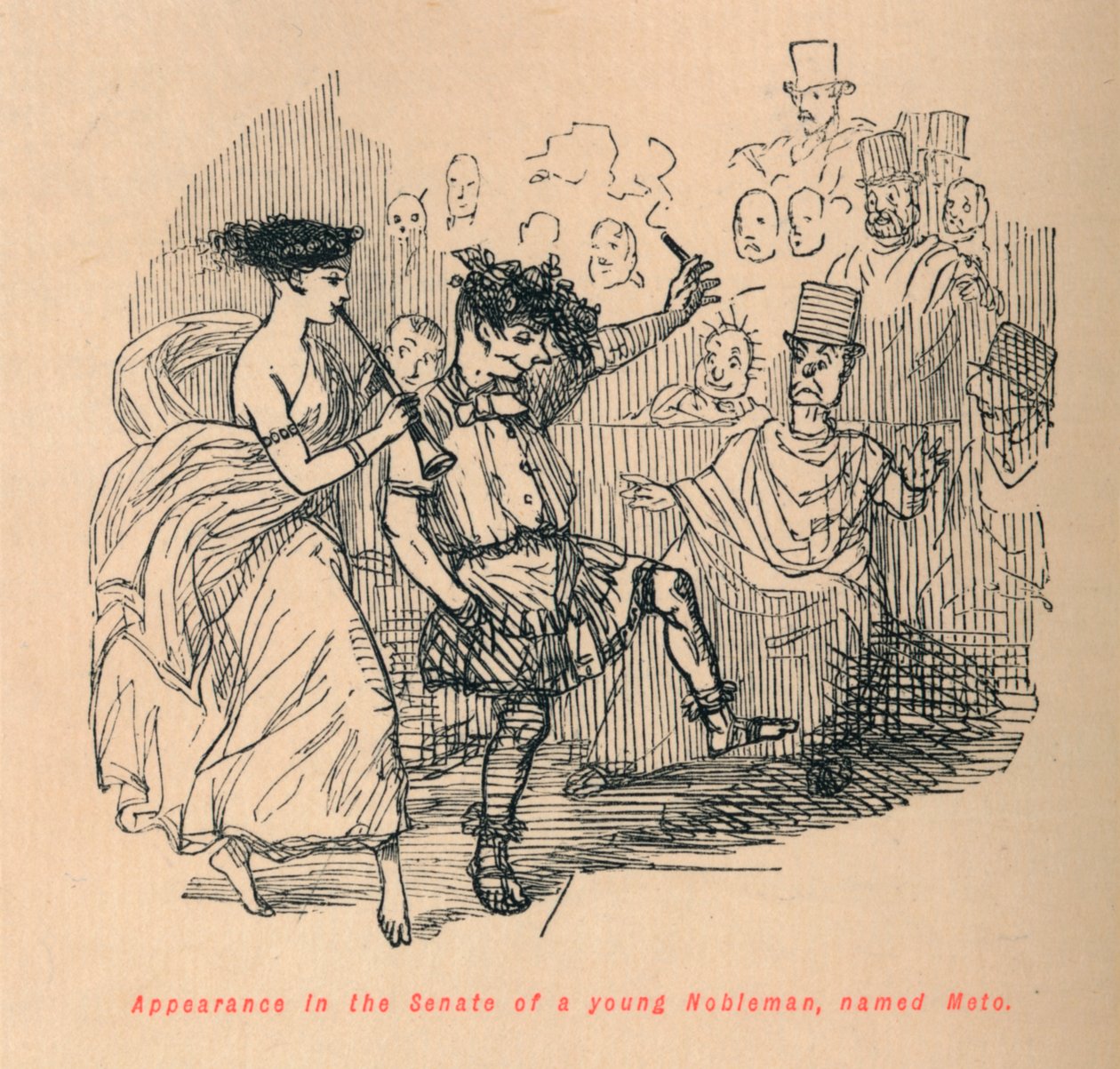 Vystoupení v senátu mladého šlechtice, jménem Meto, 1852 od John Leech