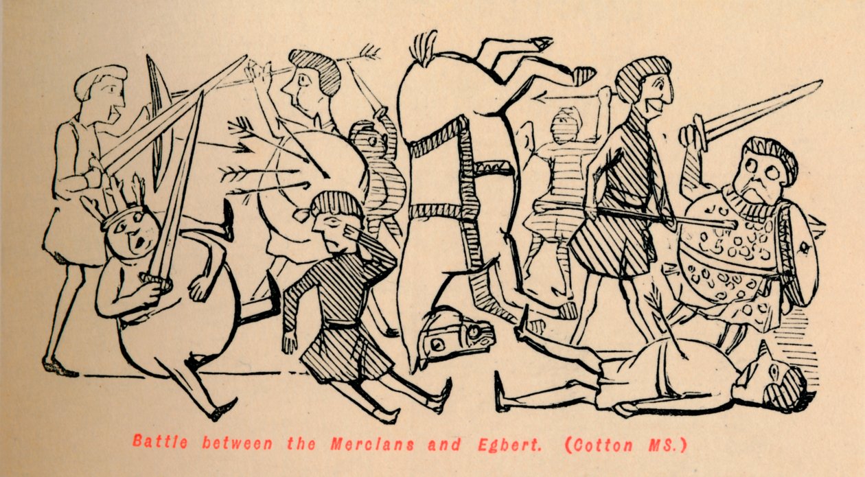 Bitva mezi Mercians a Egbert, c1860, c1860 od John Leech
