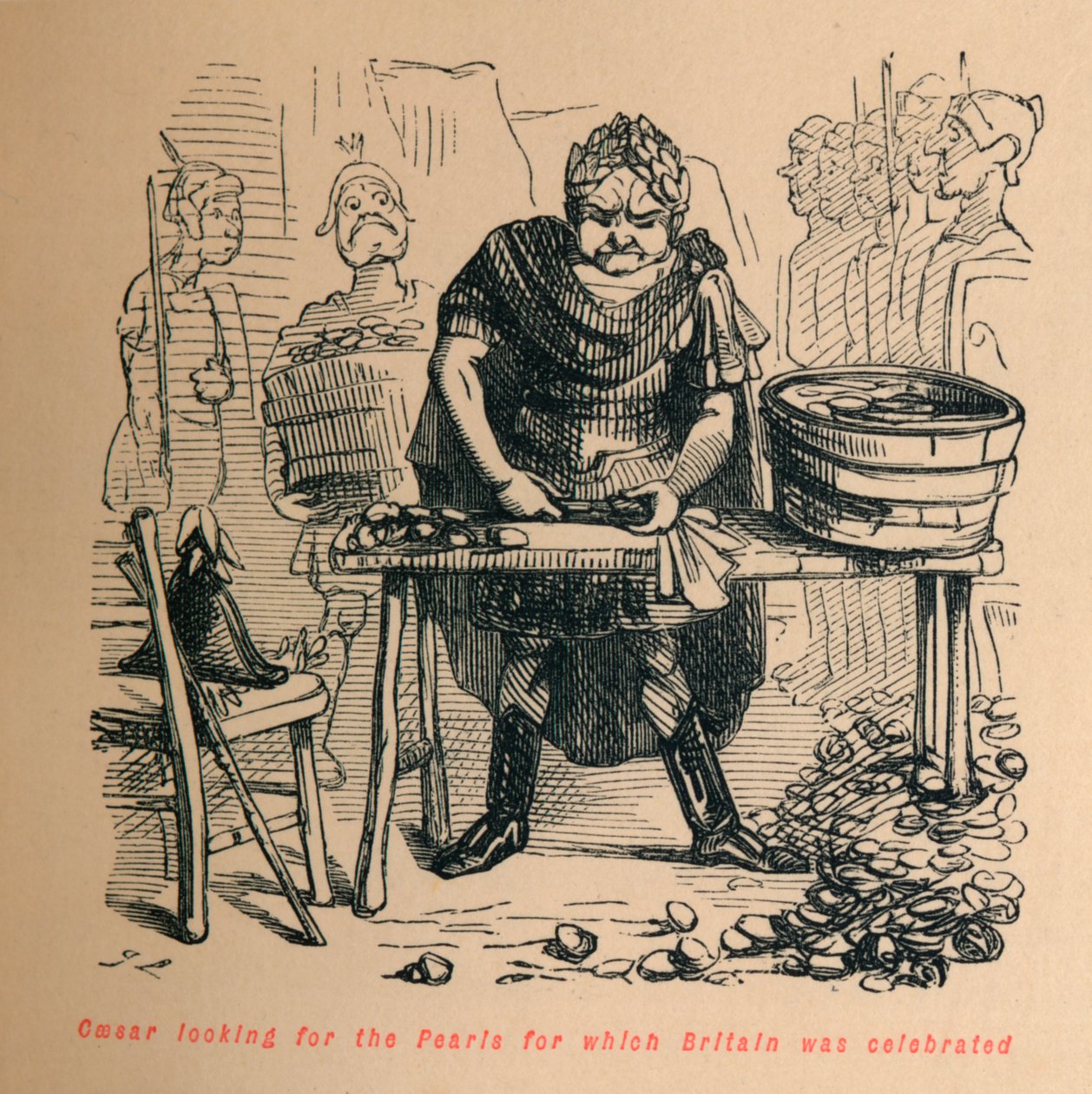 Caesar hledá perly, pro které byla Británie oslavována, c1860, c1860. od John Leech