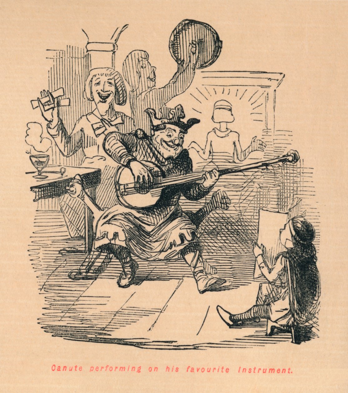 Canute hraje na svůj oblíbený nástroj, c1860, c1860 od John Leech