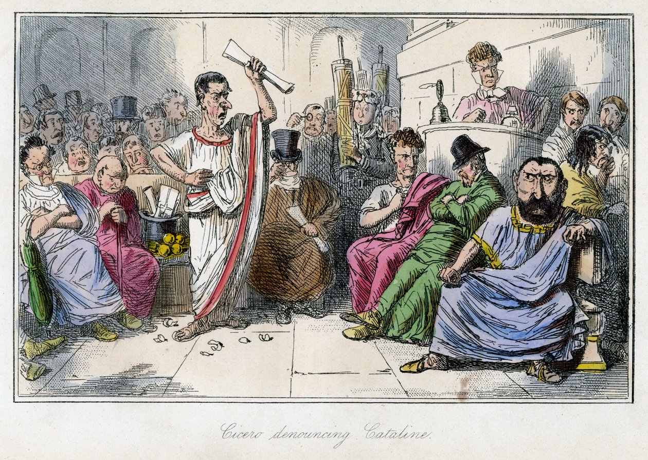 Cicero odsuzující Cataline, 50. léta 19. století. od John Leech