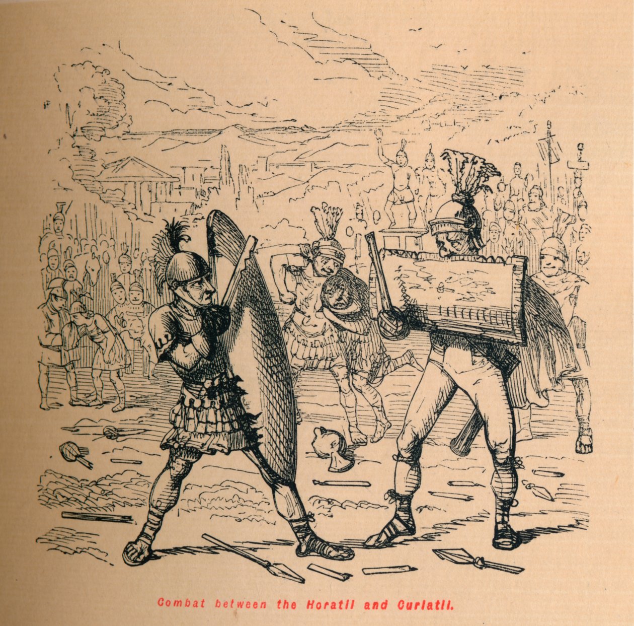 Boj mezi Horatii a Curiatii, 1852 od John Leech