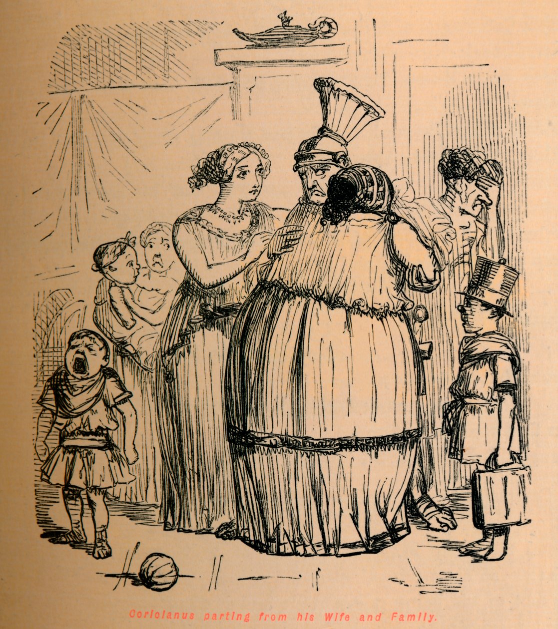 Coriolanus se rozchází se svou ženou a rodinou, 1852 od John Leech