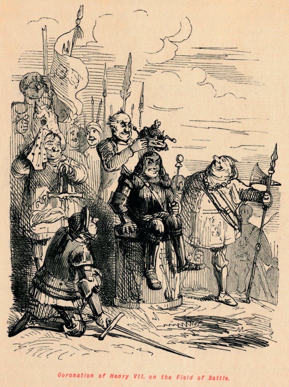 Korunovace Jindřicha VII. na bitevním poli, od John Leech