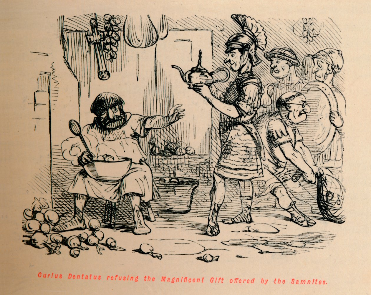 Curius Dentatus odmítá velkolepý dar nabízený Samnity, 1852 od John Leech