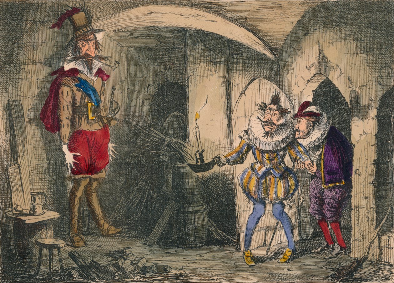 Objev Guida Fawkese Suffolkem a Mounteaglem, 1850 od John Leech