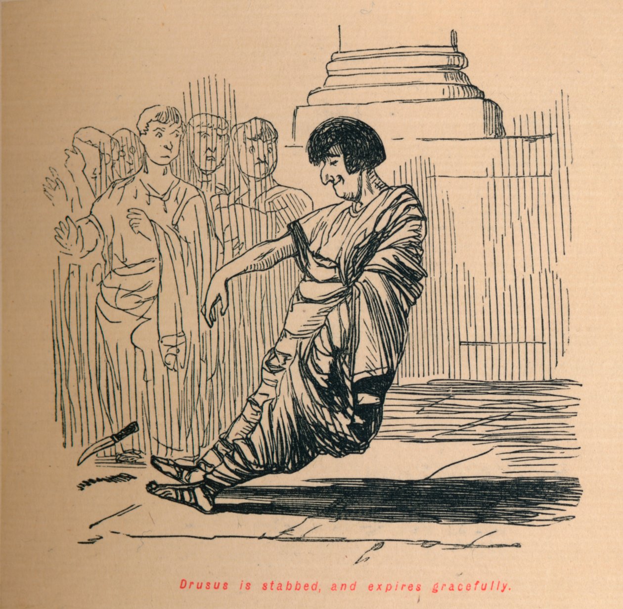 Drusus je pobodán a slušně vyprší, 1852 od John Leech