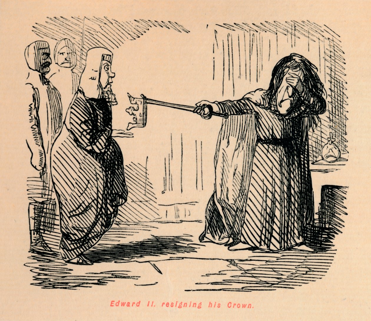 Eduard II. rezignuje na svou korunu, c1860, c1860 od John Leech