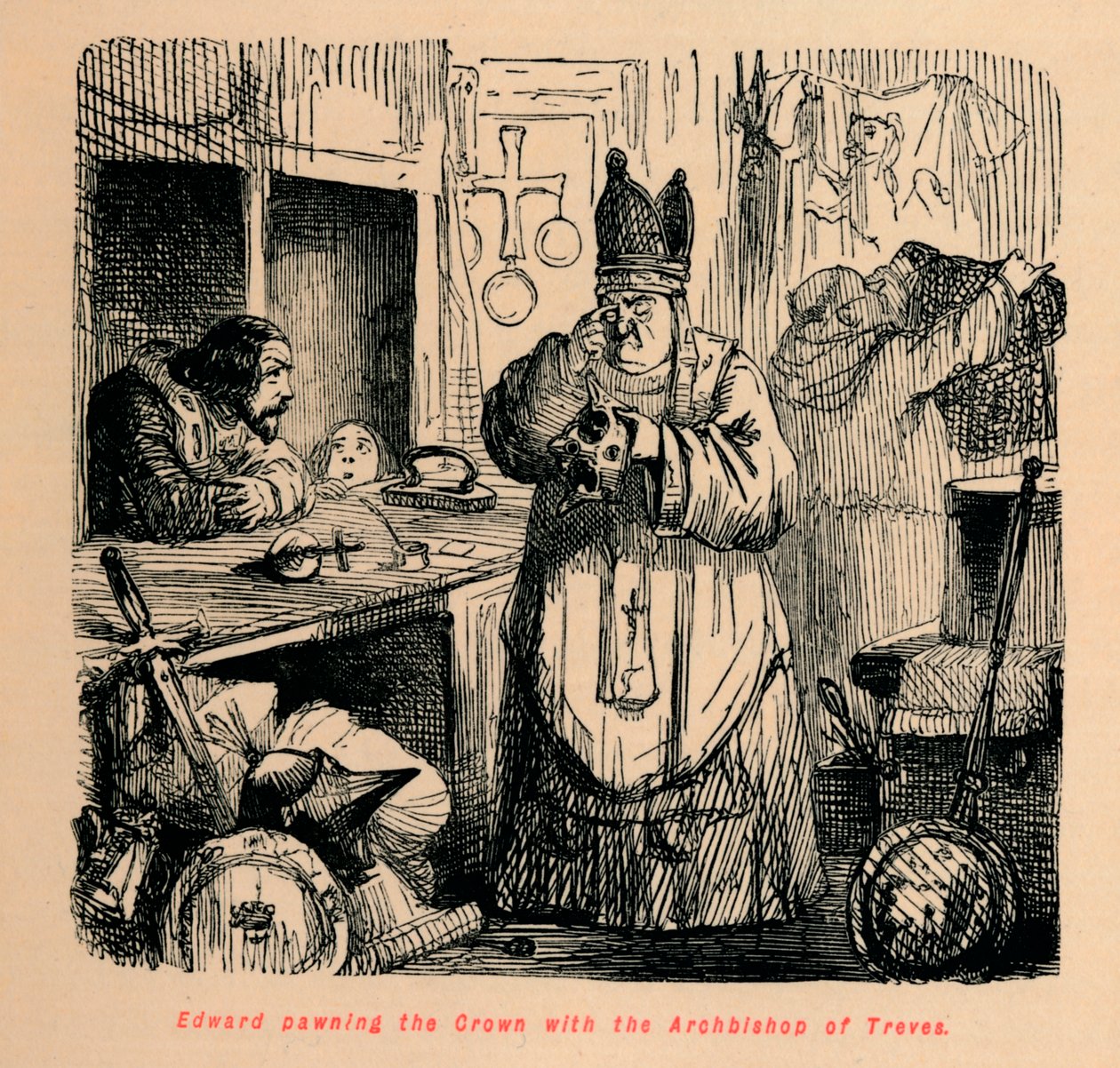 Edward dává do zástavy korunu s arcibiskupem z Treves, c1860, c1860 od John Leech