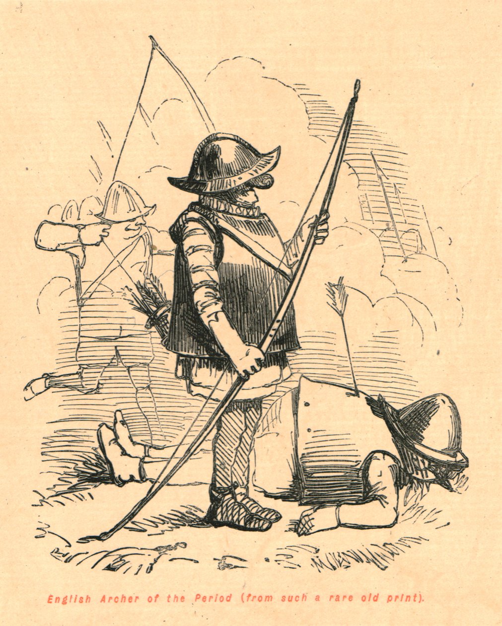 Anglický lukostřelec doby z tak vzácného starého tisku, 1897. od John Leech