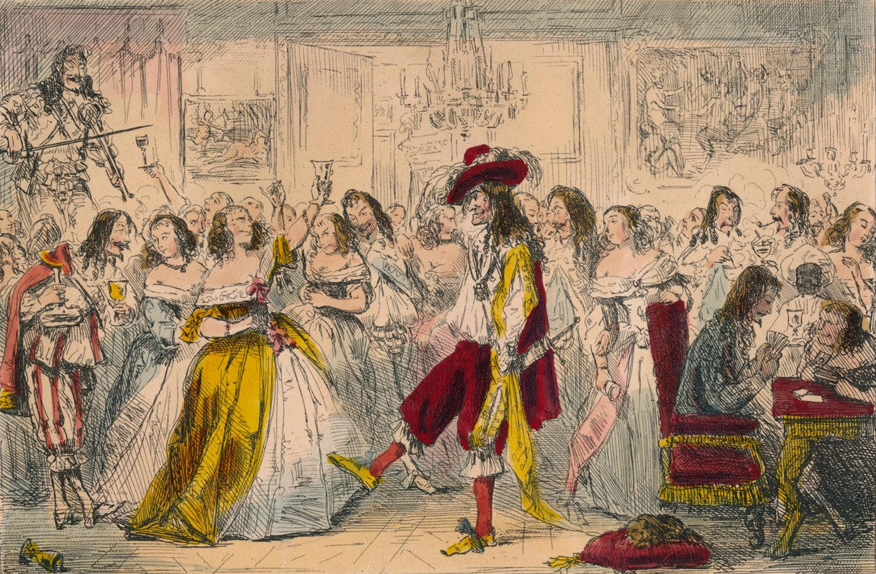 Večerní párty – čas Karla II., 1850 od John Leech