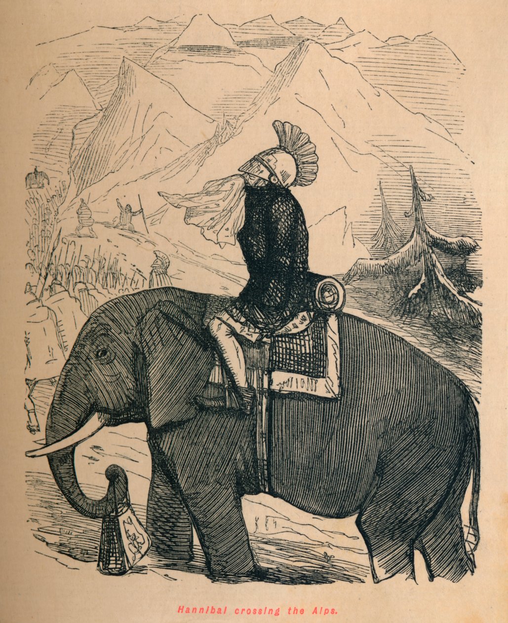 Hannibal překračující Alpy, 1852 od John Leech
