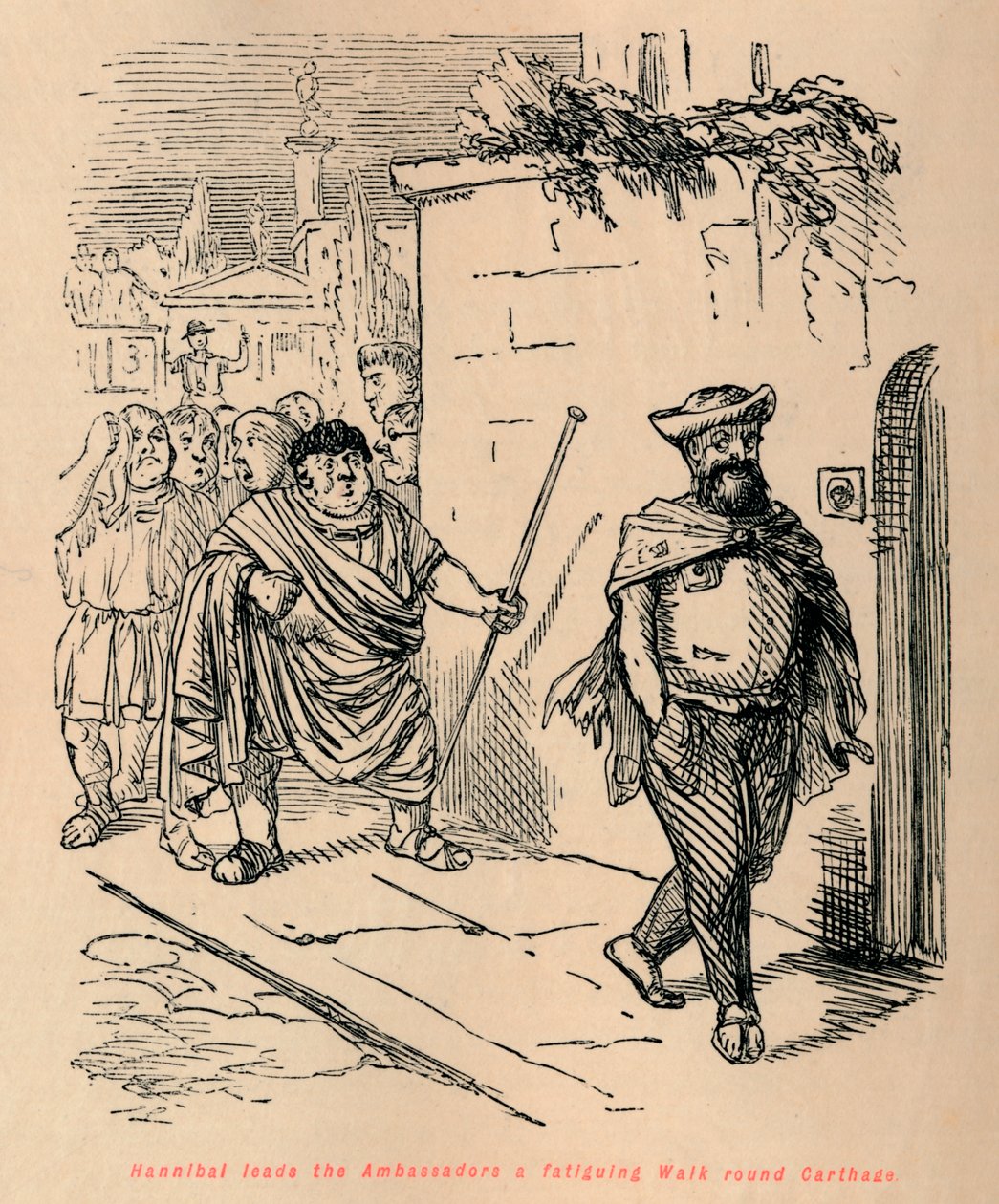 Hannibal vede velvyslance na únavnou procházku kolem Kartága, 1852 od John Leech