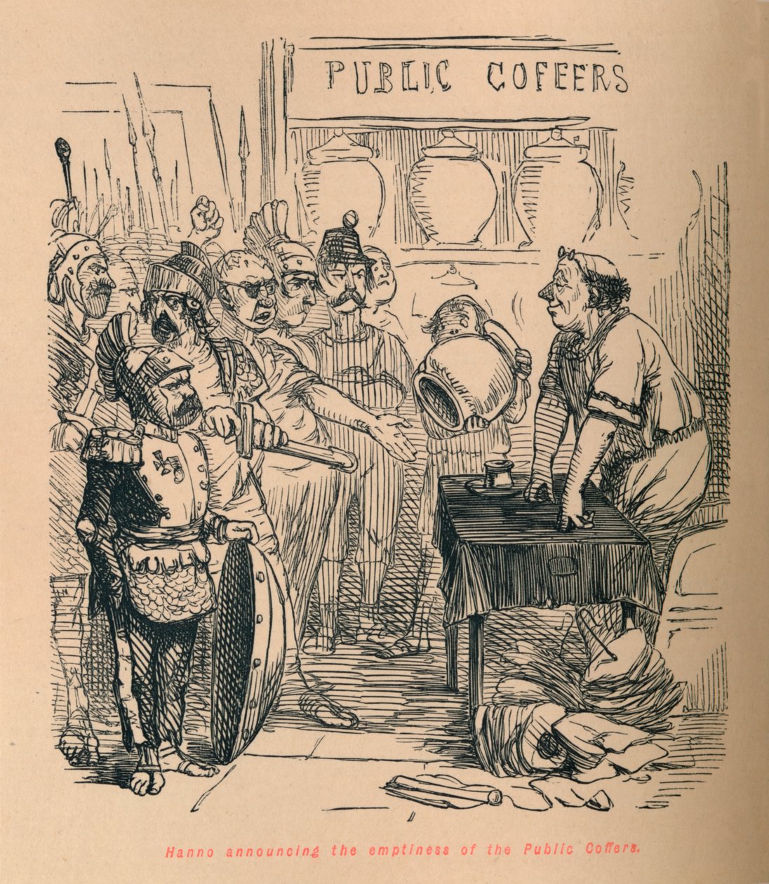 Hanno oznamující prázdnotu veřejné kasy, 1852 od John Leech
