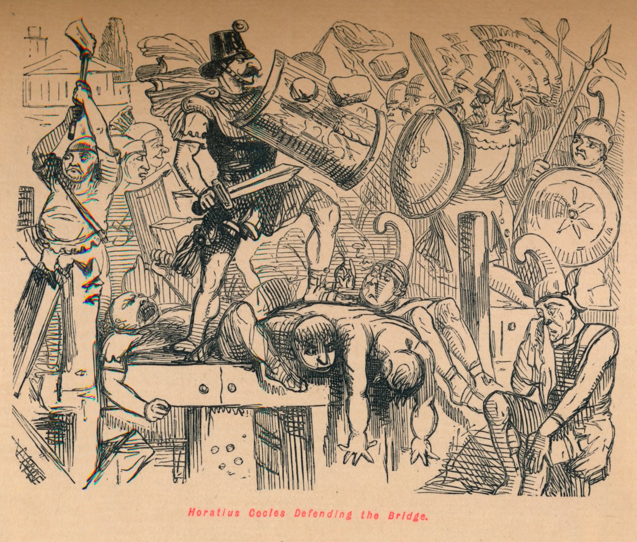 Horatius Cocles bránící most, 1852 od John Leech