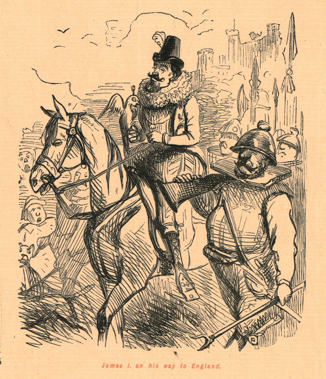 James I. na cestě do Anglie, 1897. od John Leech