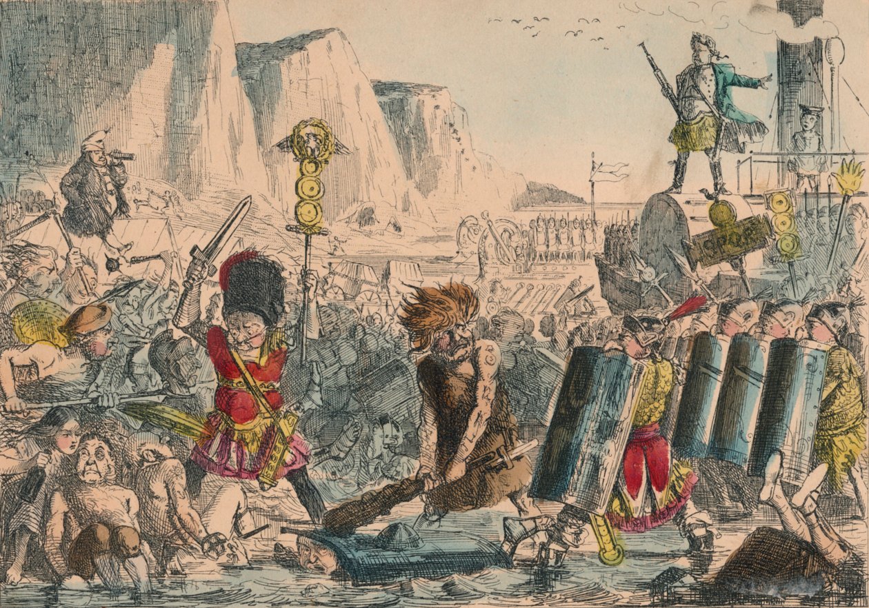 Přistání Julia Caesara, 1850 od John Leech