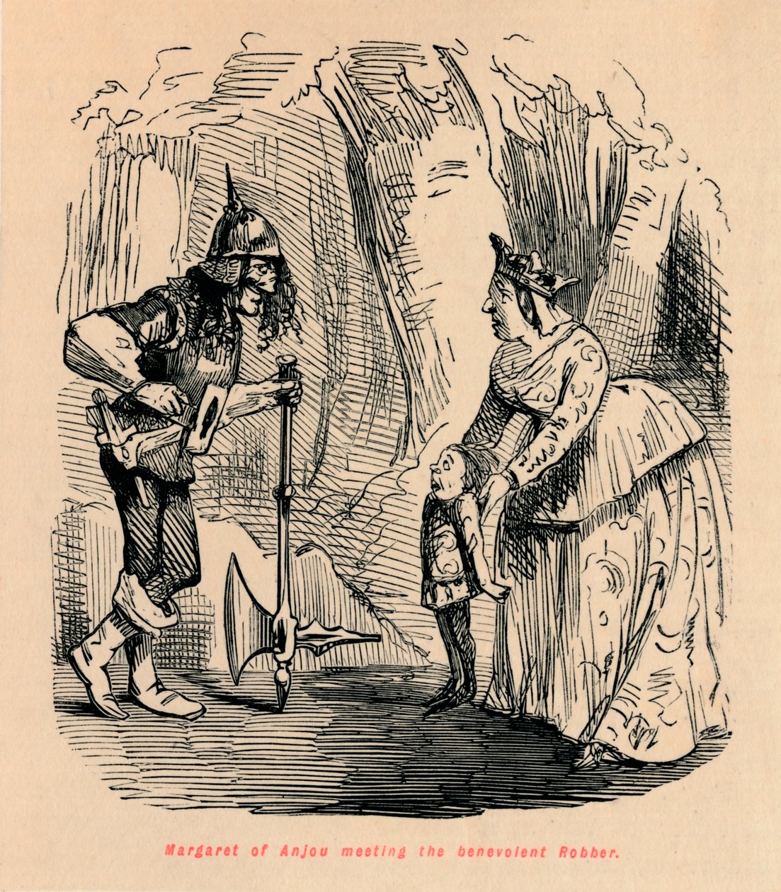 Setkání Margaret z Anjou s dobrotivým Loupežníkem, od John Leech