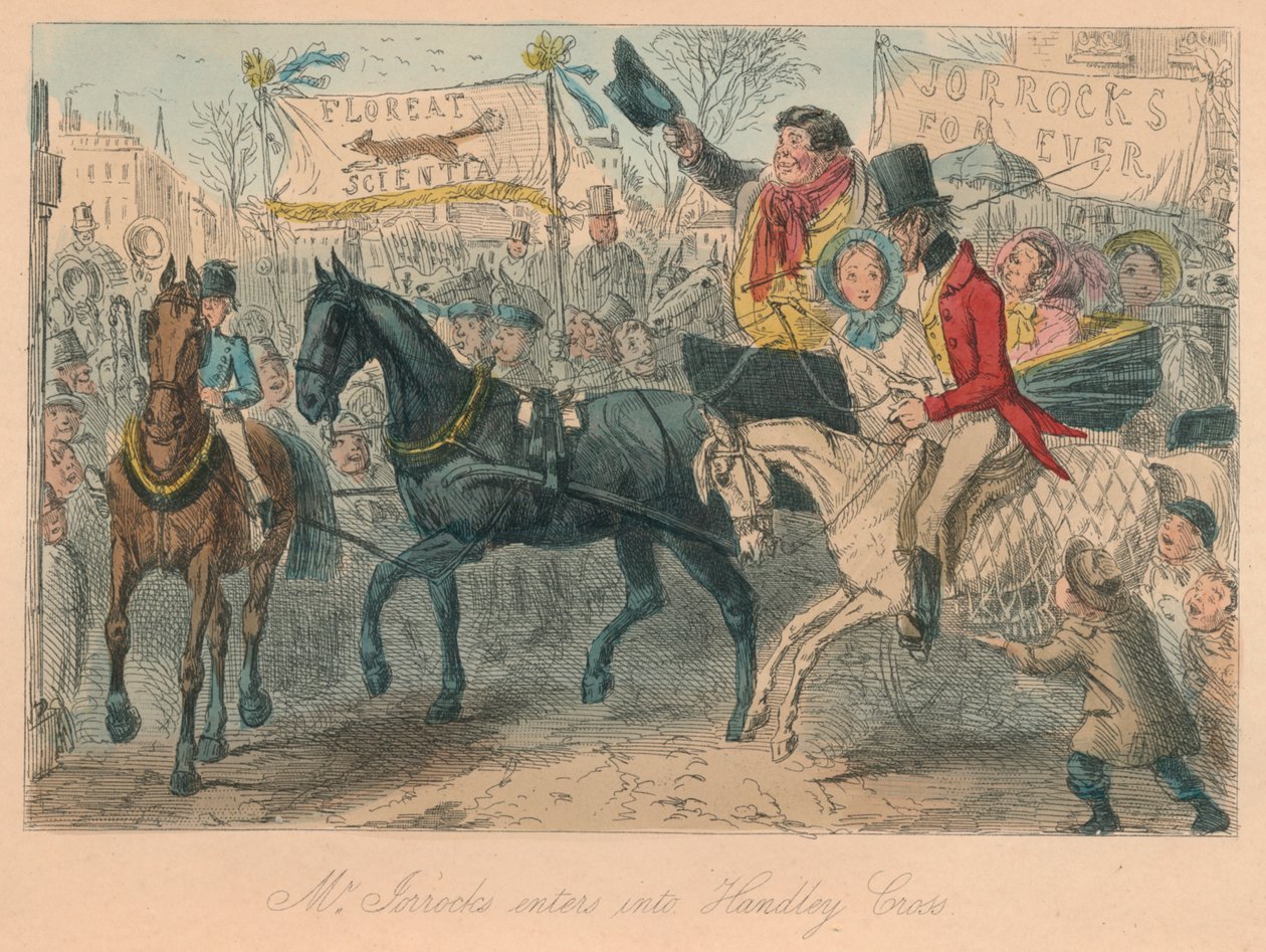 Pan Jorrocks vstupuje do Handley Cross, 1854 od John Leech