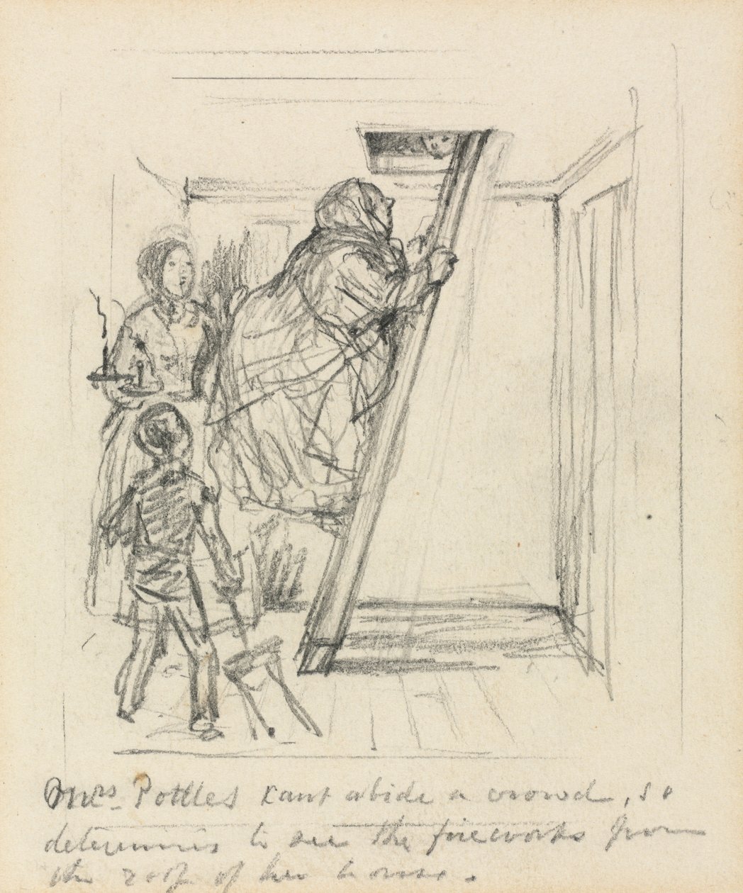 "Paní Pottlesová nemůže vydržet dav" od John Leech