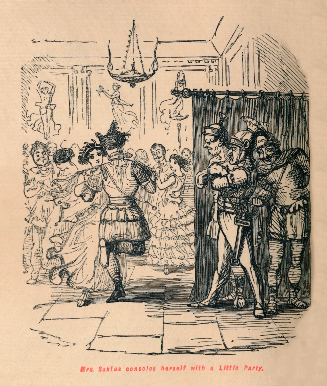 Paní Sextusová se utěšuje malou párty, 1852 od John Leech