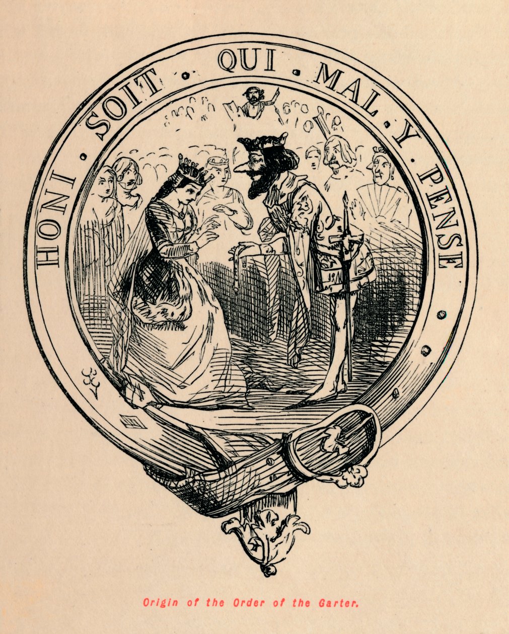 Původ Řádu podvazku, c1860, c1860 od John Leech