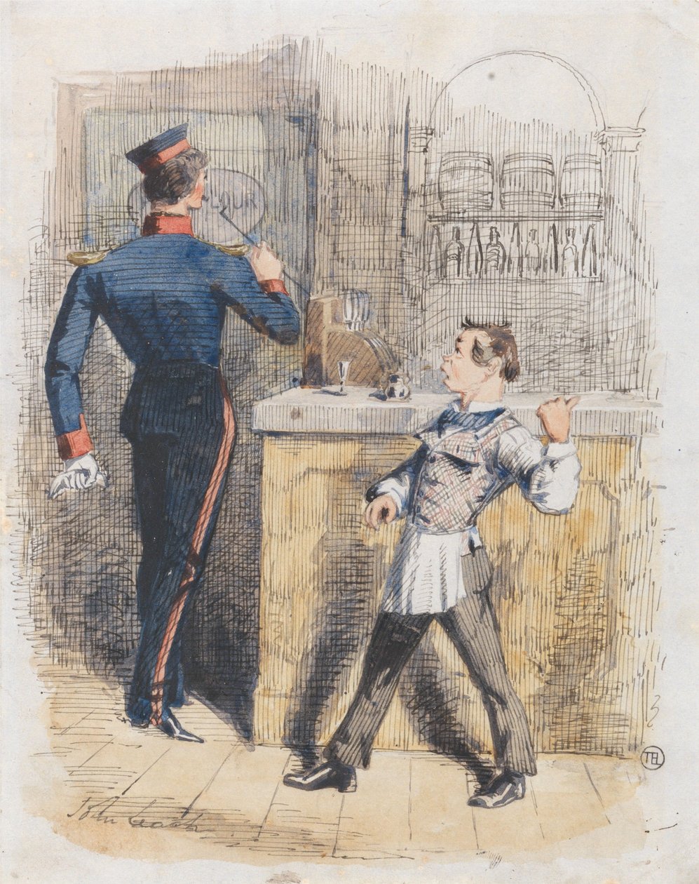 Pot Valiant: výjev v hostinci od John Leech