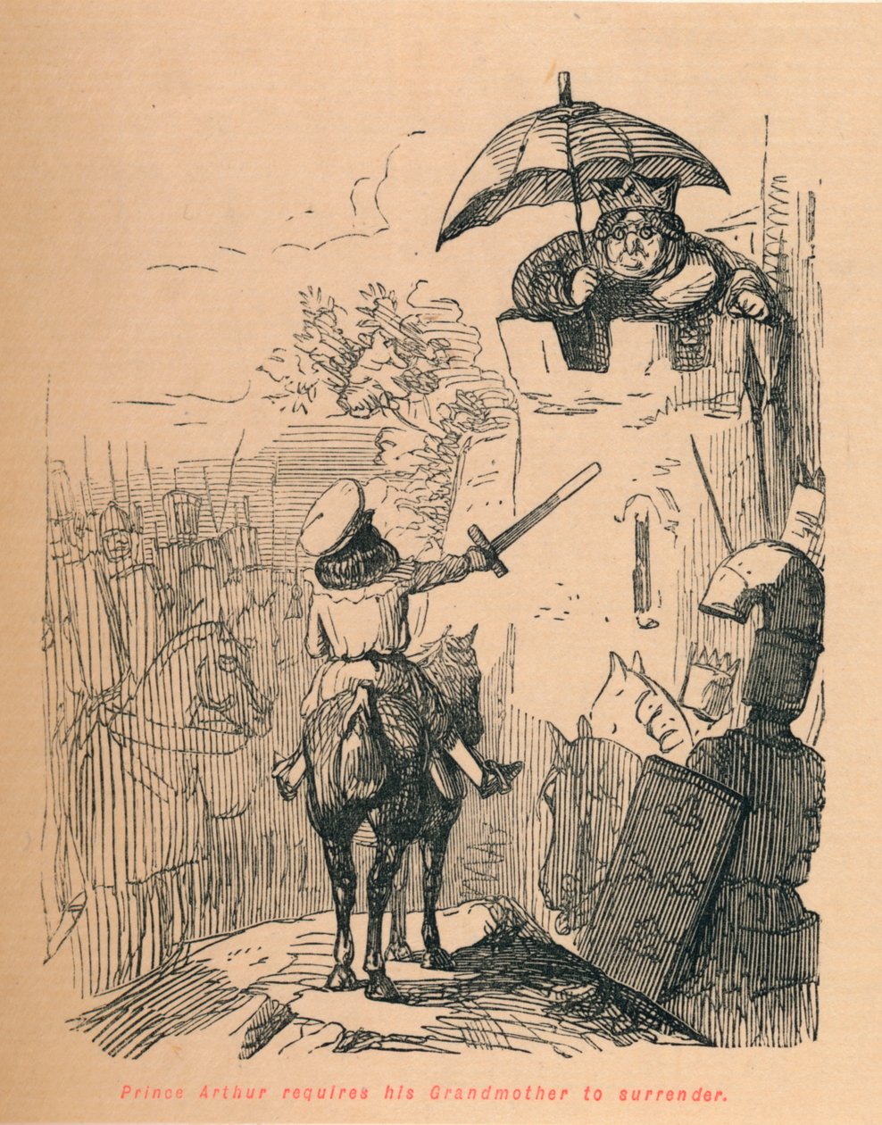 Princ Arthur požaduje, aby se jeho babička vzdala, c1860, c1860 od John Leech