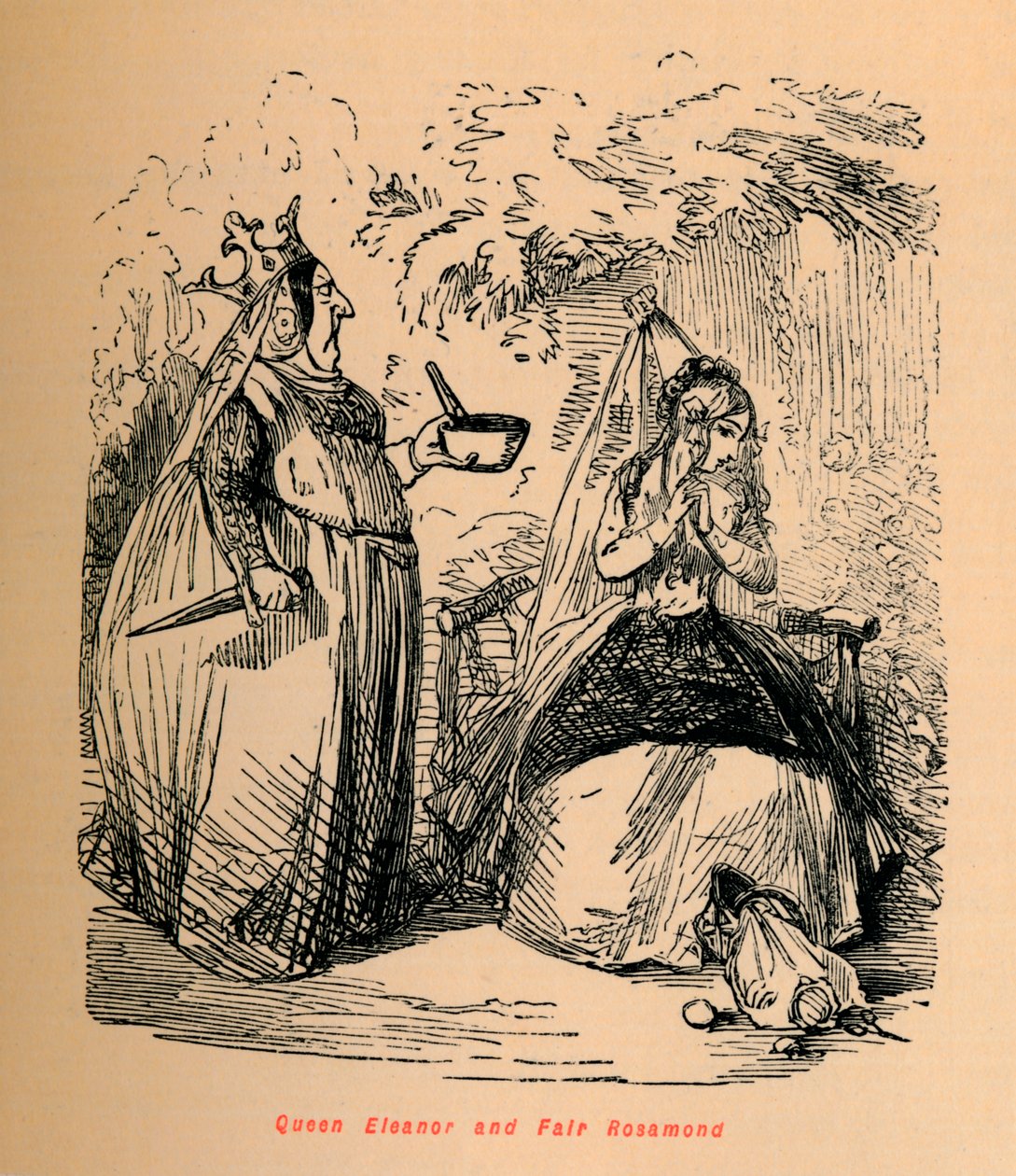 Královna Eleanor a Fair Rosamond, c1860, c1860 od John Leech