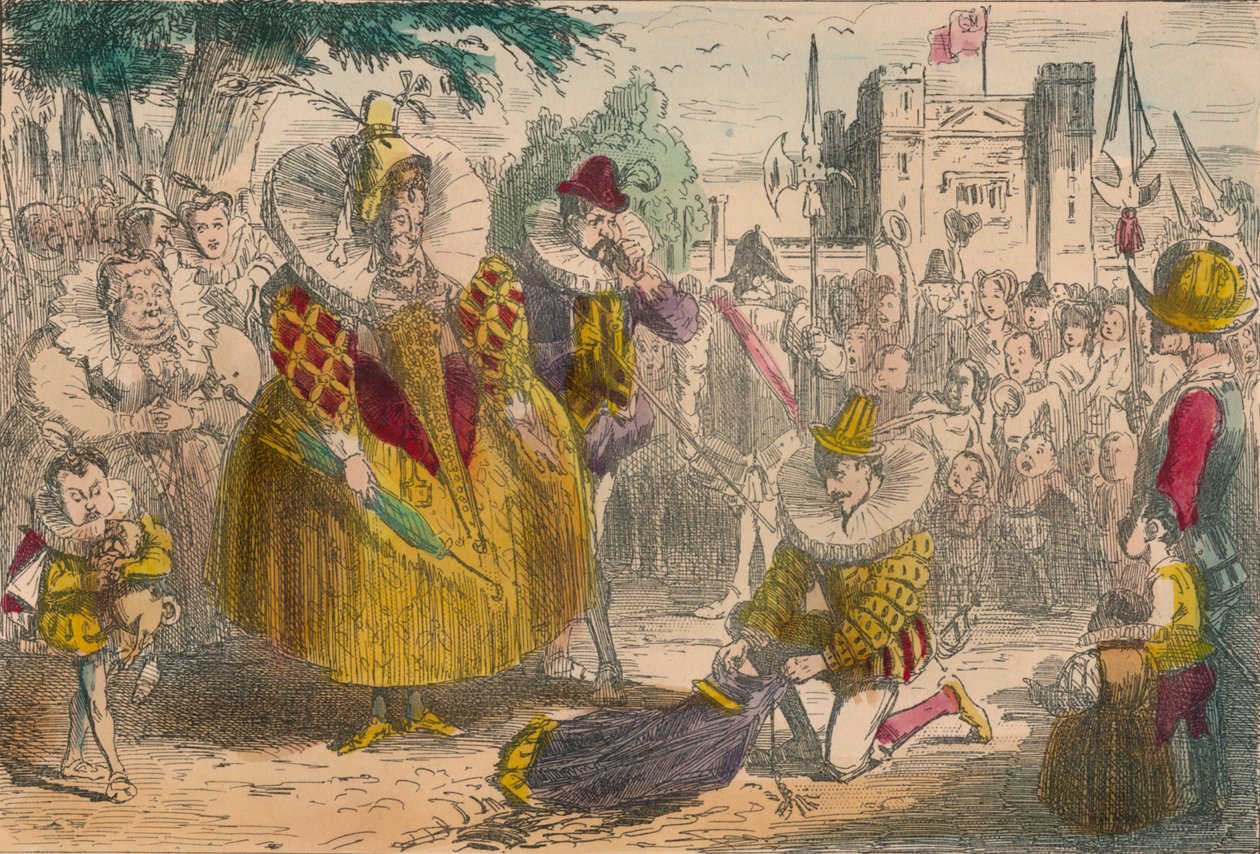 Královna Alžběta a Sir Walter Raleigh, 1850 od John Leech