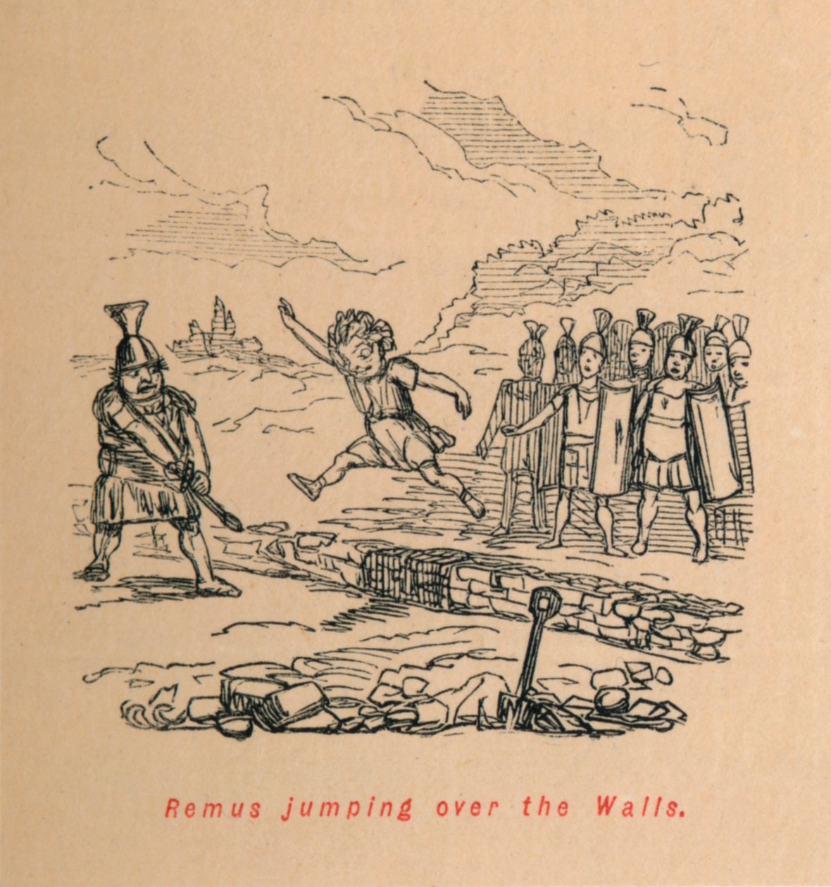 Remus skákání přes hradby, 1852 od John Leech
