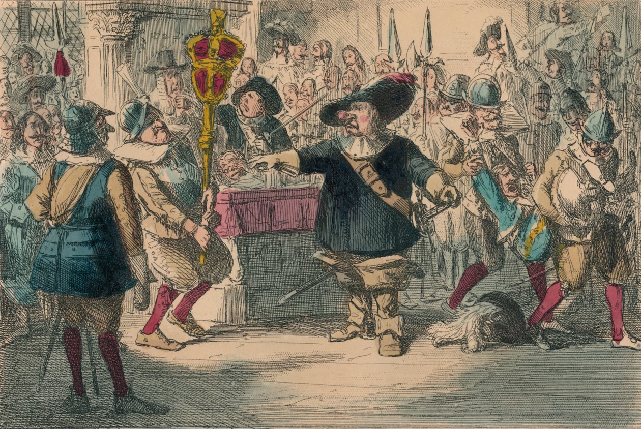 Vezměte si tu cetku: Cromwell rozpouští dlouhý parlament, 1850 od John Leech