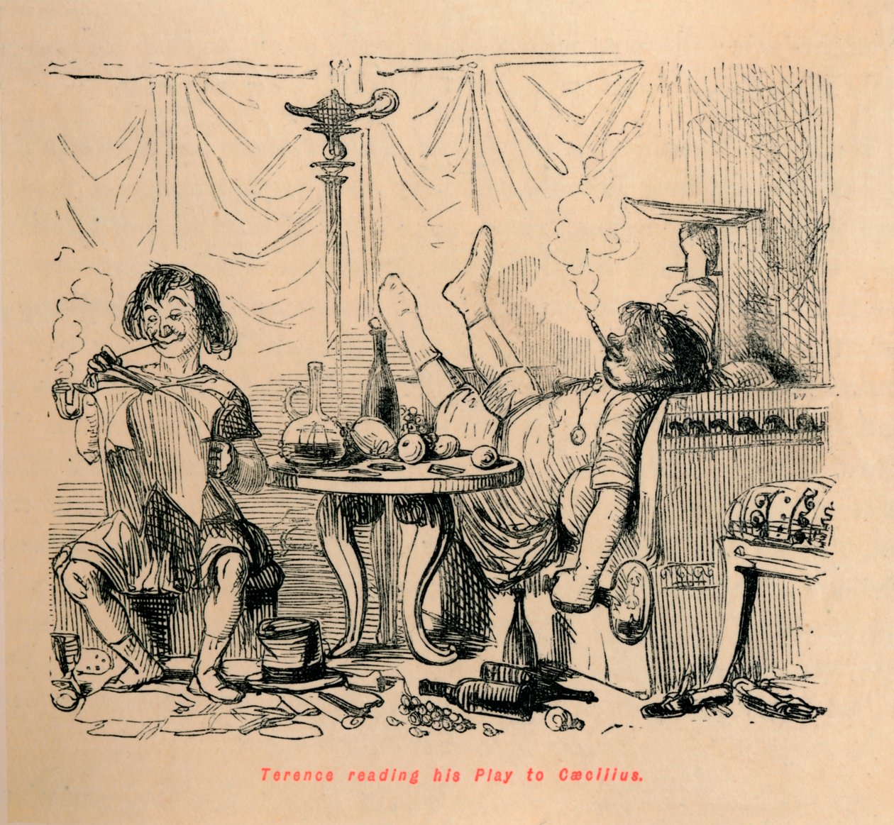 Terence čte svou hru Caeciliovi, 1852 od John Leech