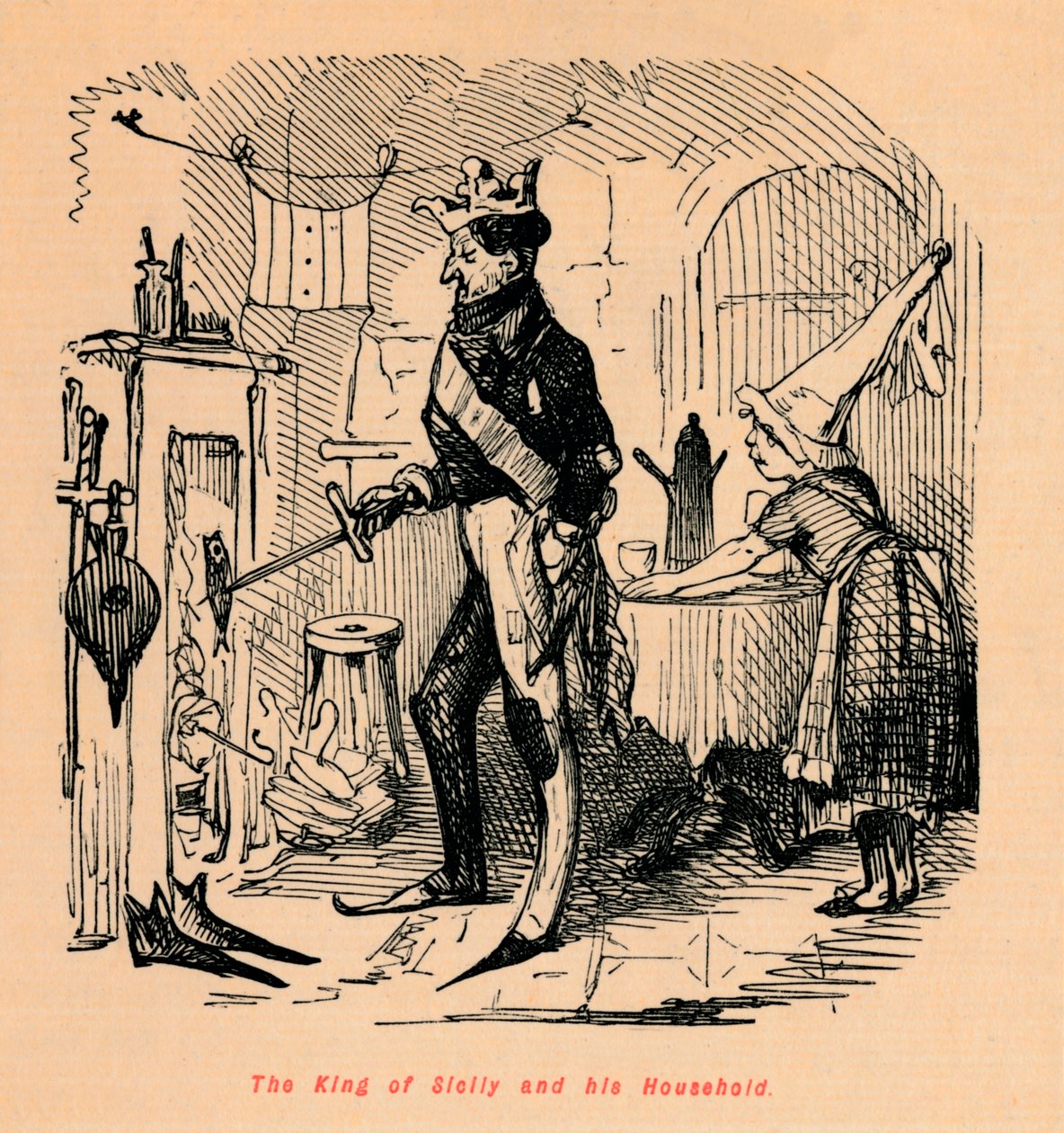 sicilský král a jeho domácnost, od John Leech