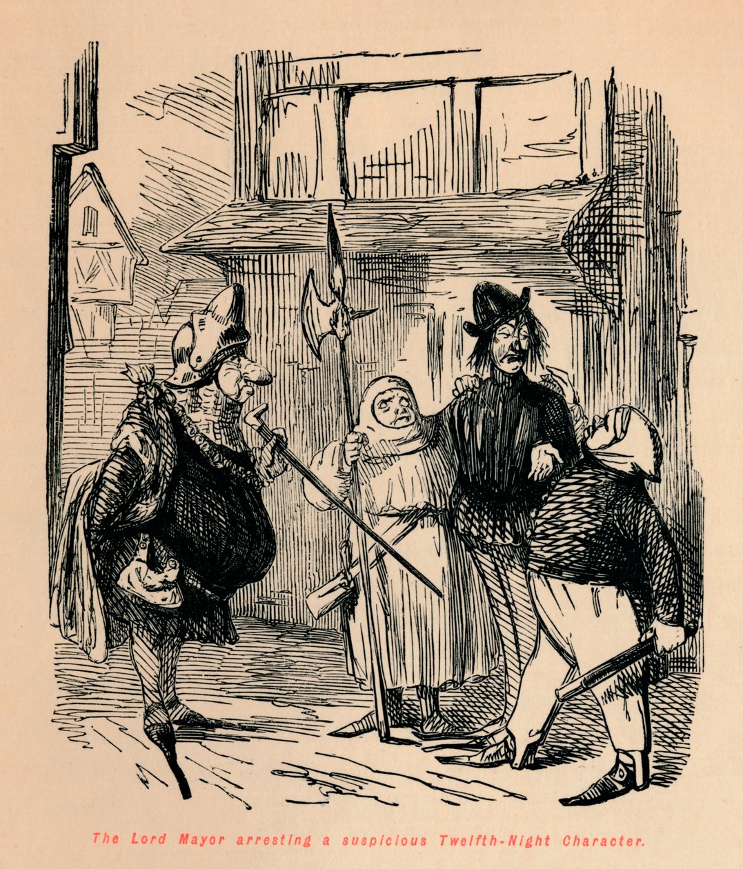 Primátor zatýká podezřelou postavu z 12. noci, c1860, c1860 od John Leech