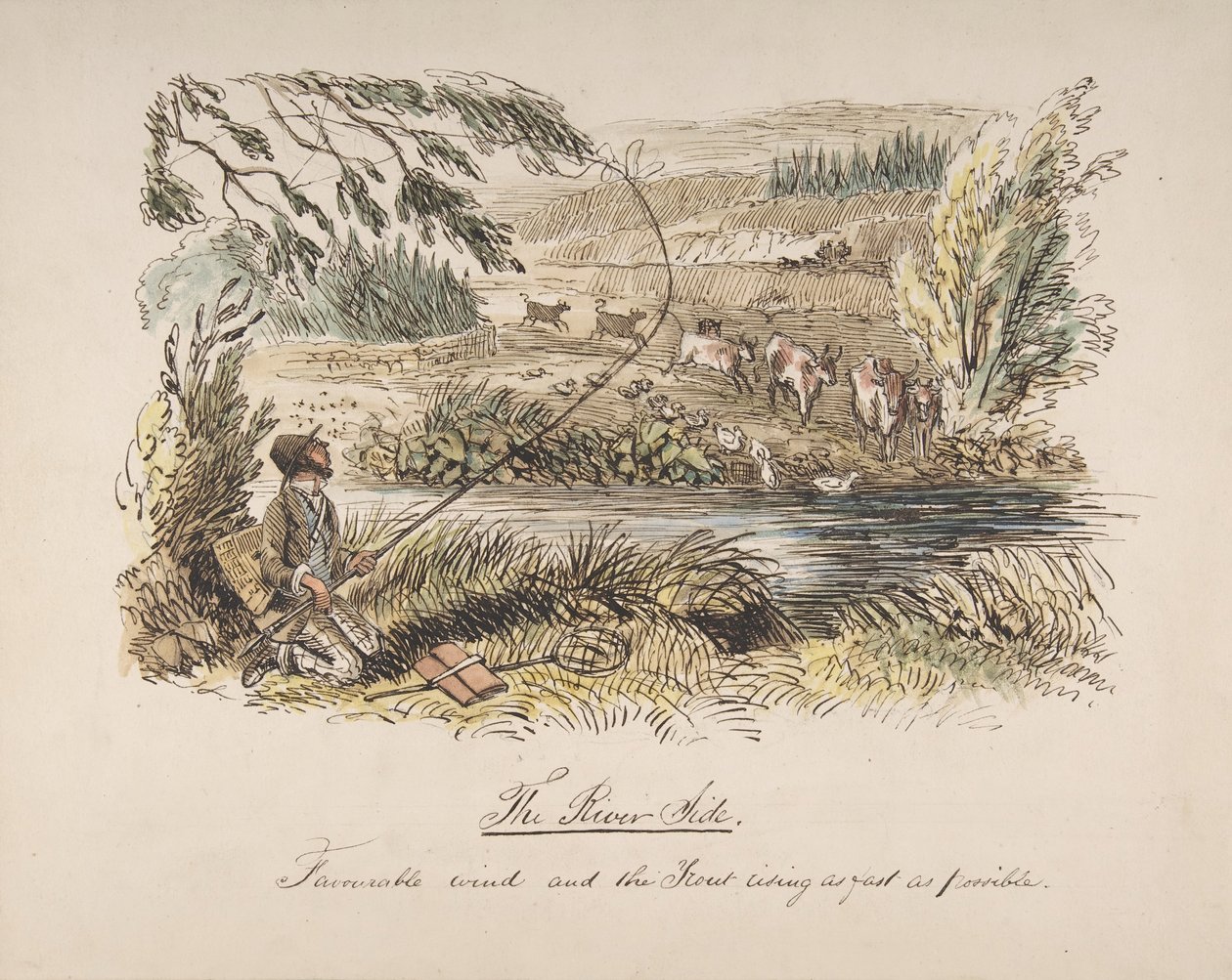 Nábřeží, příznivý vítr a pstruh se zvedá tak rychle, jak je to možné, 1830-64. od John Leech
