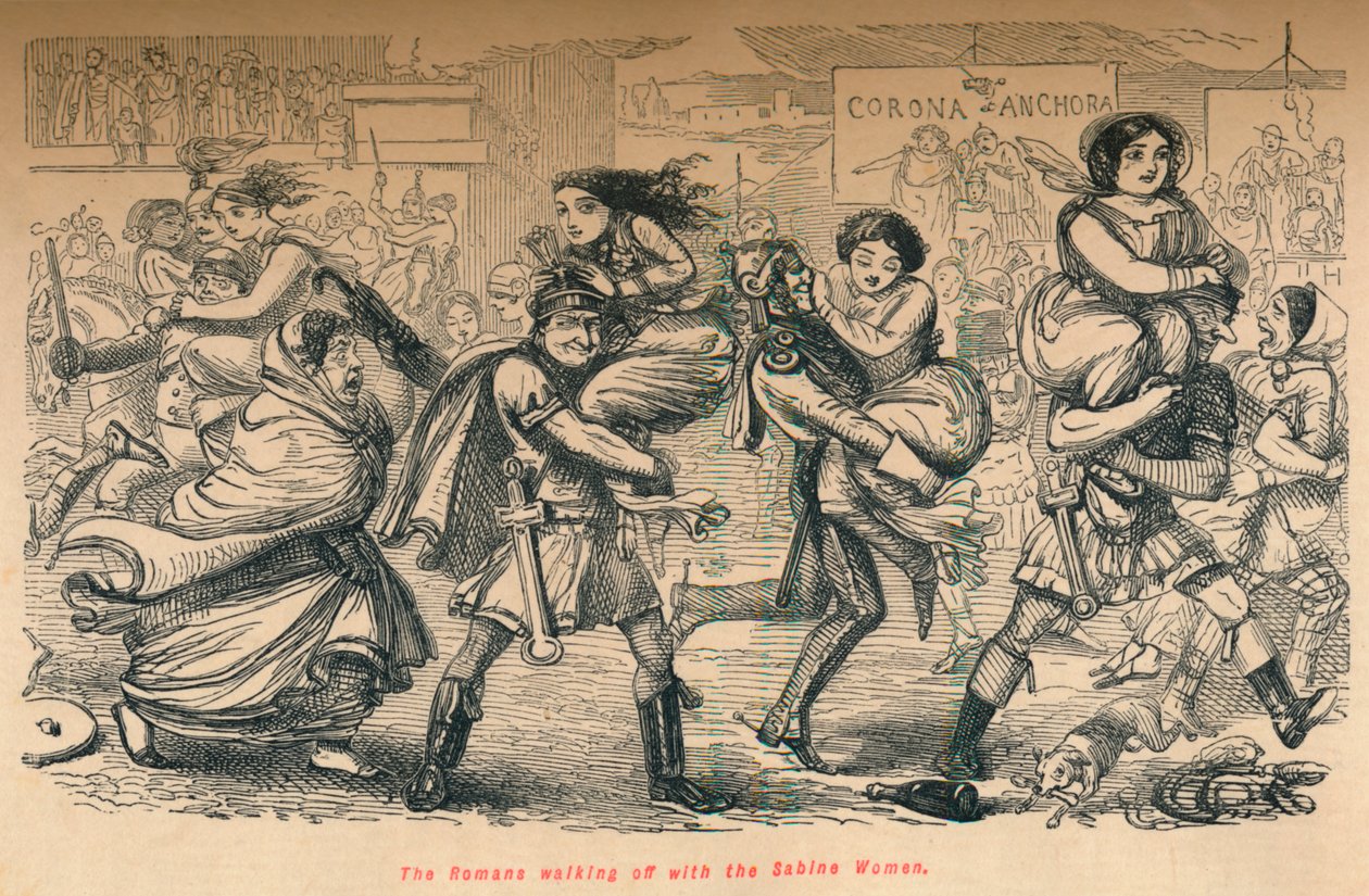 Římané odcházeli se sabinskými ženami, 1852 od John Leech